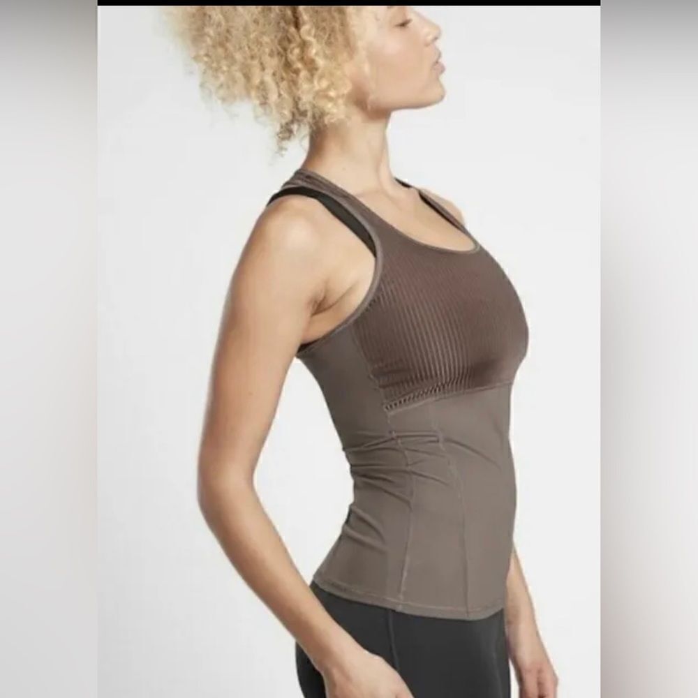 ATHLETA Vitality Rib Tank Top Size X-Small Brown Sleek MSRP $59 New